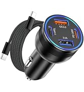 iPhone 15/16 Car Charger, 65W 4-Port USB C Cigarette Lighter Adapter Fast Charging Car Charger Ad...