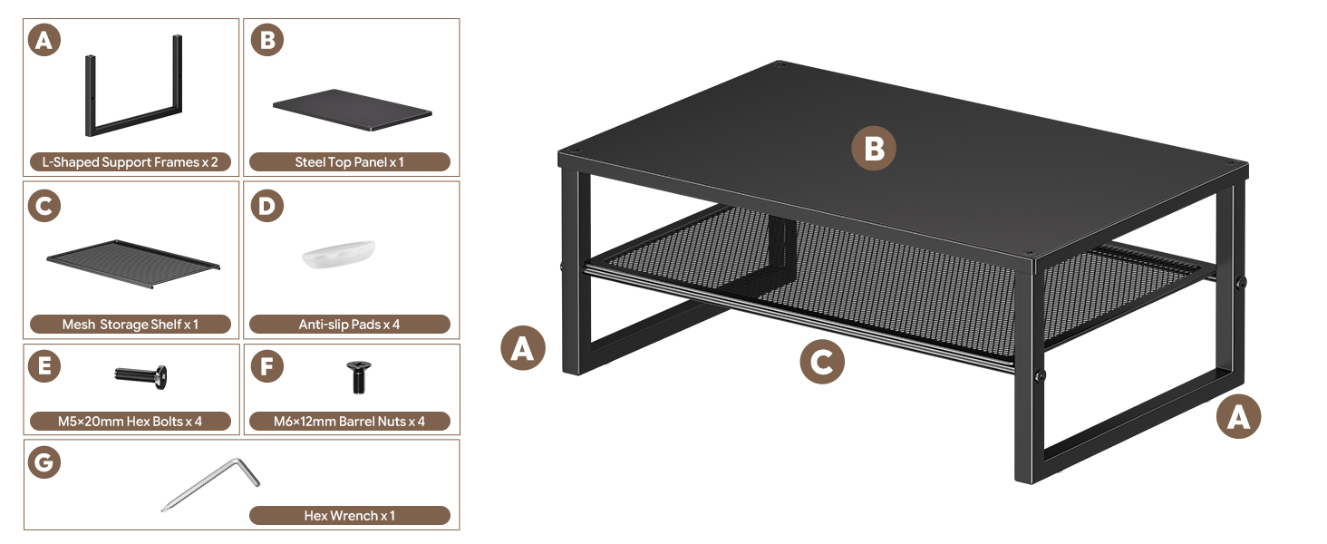 Desk Organizers and Accessories, 2-Tier Metal Monitor Stand Riser, Desk Organizer for Monitor