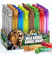 32 Pack Wild Animal Party Favors for Kids, Mini Bubble Wands Bulk Toys, Jungle Birthday Decoratio...