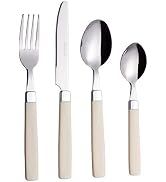 EXZACT Cutlery Set 16pcs Stainless Steel - Coloured Handles - 4 x Forks, 4 x Knives, 4 x Table Sp...