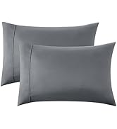 Bedsure Pillow Cases Queen Set of 2 - Dark Grey Double Brushed Microfiber Pillowcases 2 Pack, Sup...