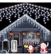 Ollny Icicle Lights for Outside 504LED 41FT, Cool White Christmas Light with Remote 8Modes Timers...