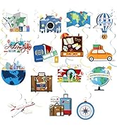 36pcs Travel Themed Hanging Swirl Decorations Let The Adventure Begin Bon Voyage Decor Farewell R...