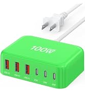 USB C Charger Block, GaN Fast USB Charging Station Hub with 100W Max 6-Port | 3 USB-C & 3 USB-A C...