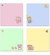 4 Pack 80Sheets Per Pack 3.15x3.15in Self-Stick Note Pads, Kawaii Sticky Notes,Cute Sticky Notes,...