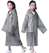 RUISHYY Kids Rain Poncho, Reusable EVA Children Raincoat for 6-13 Girls Boys, Waterproof Rain Jac...