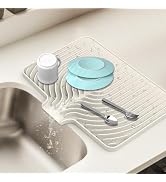 Dish Drying Mat for Kitchen Counter, with Built-in Drain Lip, Food-Grade Silicone, Easy Clean Pad...