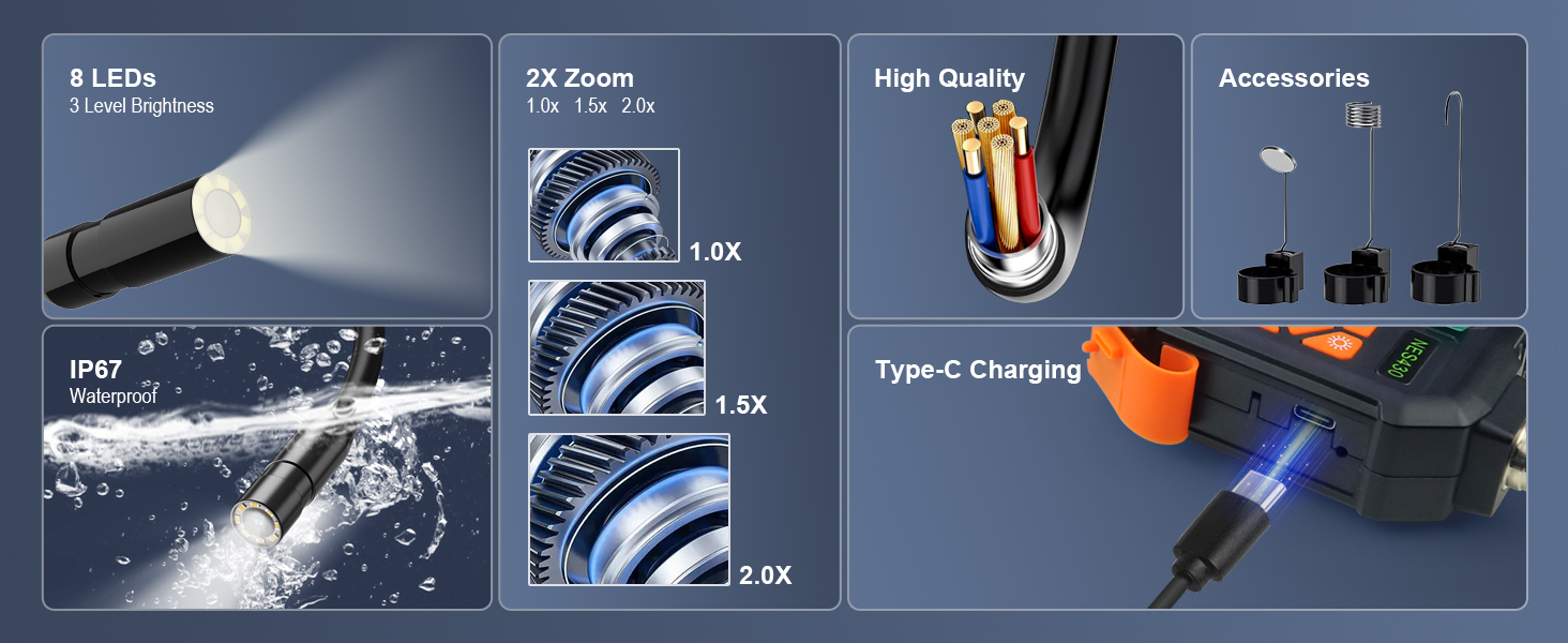 Sewer Inspection Camera Drain Camera Snake with Light IPS Screen Plumbing Camera Gadgets for Men