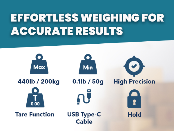effortless weighing for accurate results 0.lb/440lb 50g/200kg