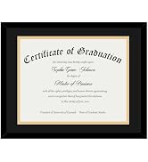 JCJMY 8.5x11 Certificate Frame, Classic Black and Gold Frame, Display Diploma 8.5x11 with Mat or ...