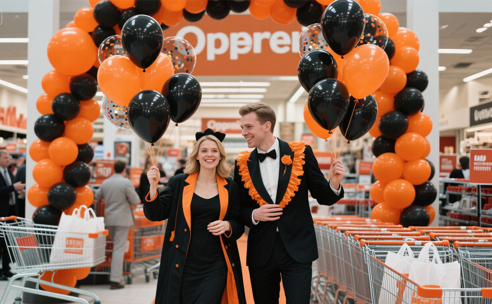 orange and black graduation balloons