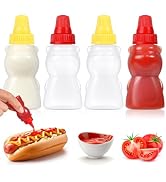 WXOIEOD 4 Pieces Bear Shape Mini Condiment Bottles, 1 oz Mini Ketchup Bottle for Lunch Box, Small...