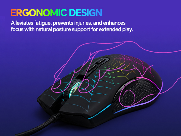 Ergonomic RGB Backlit Rainbow Side Button Gaming Mouse Compatible with PC Windows Xbox one PS4 PS5
