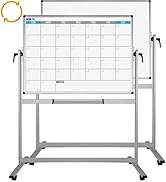XBoard Magnetic Mobile Whiteboard, Double Sided Magnetic Dry Erase White Board on Wheels, Large H...