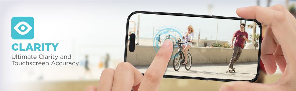 Crystal clear PET film screen protector for iPhone 16 Pro Max with precise touch accuracy