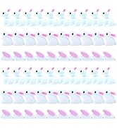 YGbridge Mini Bunny Figurines, 60Pcs Miniature Animals Resin Rabbits, Easter Bunnies for Fairy Ga...