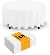 Smiry Disposable Table Cloth - 6 Pack, 84 Inch Round Waterproof Tablecloths for Parties, Decorati...