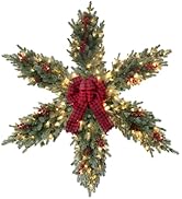 YEAHOME 48 Inch Large Christmas Wreath, 4 FT Pre-Lit Christmas Star Wreaths for Front Door with 1...