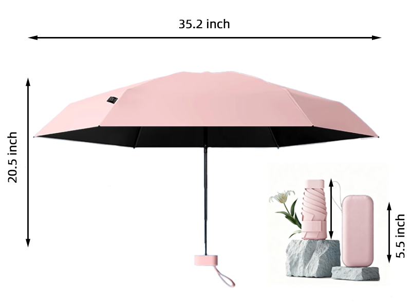 Mini Travel Sun Umbrella for Purse With Case
