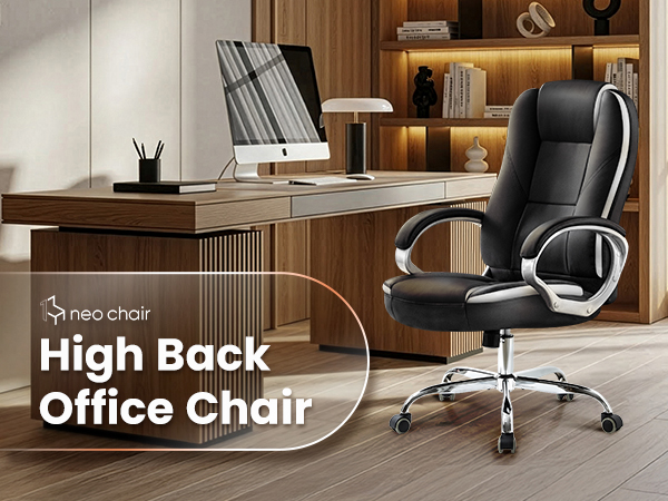 Tall and Wide Jet Black Essential Office Chair that is simple and sleek for home, office, study.