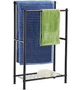 Free Standing Towel Rack, 2 Tier Towel Racks for Bathroom with Storage Shelves, Modern Outdoor St...