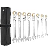 Vanquish Flex-Head Ratchet Wrenches Set, 8-Piece Metric Combination Wrenches Set, 72-Teeth, Cr-V ...