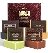 SHVYOG Mens Soap, 4 Pack Mens Bar Soap, Gift for Men Natural Cold Pressed Handmade Exfoliating So...