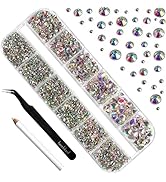 Beadsland 2500pcs Crystal AB Nailart Rhinestones Crystal Flatback Gems Round Crystal AB Rhineston...