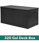 YITAHOME 260 Gallon Large Deck Box with Divider & Side Handles, Outdoor Double-Wall Storage for P...