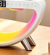 Smart LED Table Lamp with Bluetooth Speaker, Fast Wireless Charger, RGB Night Light, Sunrise Alar...