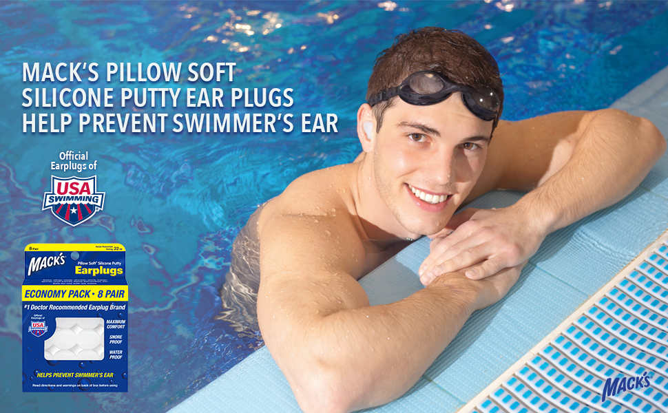 Ear Plugs for Sleeping, Ear Plugs for Swimming, Macks Earplugs, Silicone Ear Plugs