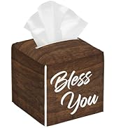 Bless You Tissue Box Cover Square,Wooden Board Texture Tissue Box Holder Waterproof Leather Facia...
