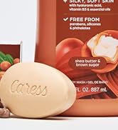 Caress Women's Bar Soap, Shea Butter & Brown Sugar, Exfoliating Bar Soap for All Skin 3.15 oz, 3 ...