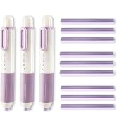 M&G 9+3 Pack Eraser Retractable Eraser, 3 Pcs Cute Erasers with Retractable Plastic Sleeve and 9 ...
