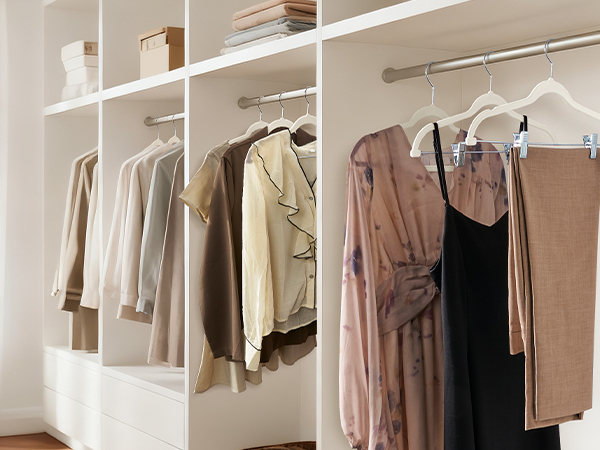 White Velvet Hangers for Closet Storage