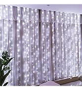 HXWEIYE 300LED Fairy Curtain Light (Upgrade Two Kinds of Light Clips) with Remote 8 Modes Times,9...