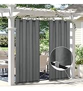 Easy-Going Linen Look Outdoor Curtains Waterproof Windproof Porch Curtains, Soft Thicken Outdoor ...
