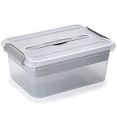 BTSKY Stack & Carry Box, Clear Plastic Storage Container Stackable Home Utility Box with Removabl...