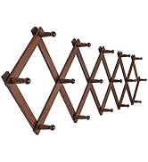 SKOLOO Accordion Wall Hanger, Modern Expandable Coat Rack Wall Mounted, Solid Wooden Wall Hat Rac...