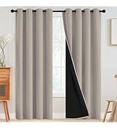 SimpleHome 100% Blackout Curtains for Bedroom,Thermal Insulated Natural Grommet Window Drapes Roo...