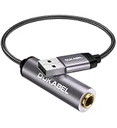 DUKABEL USB to 1/4 Headphone Adapter, USB to 6.35mm Stereo Jack Adaptor for Laptop, PC, Amplifier...
