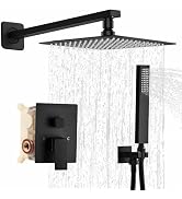 Elefloom 8 Inch Matte Black Shower Systems With Rain Shower And Handheld, Black Shower Faucet Set...