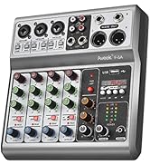 Aveek Professional Audio Mixer, Sound Board Mixing Console with 5 Channel Digital USB Bluetooth R...