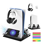 Cooling Station And Console Stand for Ps5/Ps5 Slim/Ps5 Pro,Dual Controller Charging Dock with Rgb...
