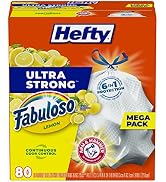 Hefty Ultra Strong Tall Kitchen Trash Bags, Fabuloso Lemon Scent, 13 Gallon, 80 Count