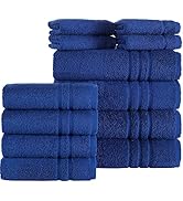 Hammam Linen Navy Blue 12-Piece Towel Set Includes 4 Bath Towels, 4 Hand Towels, and 4 Washcloths...