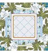 Tongyanat Premium 31.5" x 31.5" Mahjong Mat with Non-Slip Base, Elegant White Gardenia & Blue Toi...