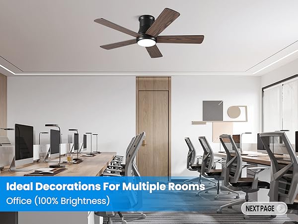 ceiling fans with lights flush mount for office