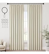 ChrisDowa Pinch Pleated Curtains Blackout Curtains for Bedroom 84 Inch Length 2 Panels Farmhouse ...