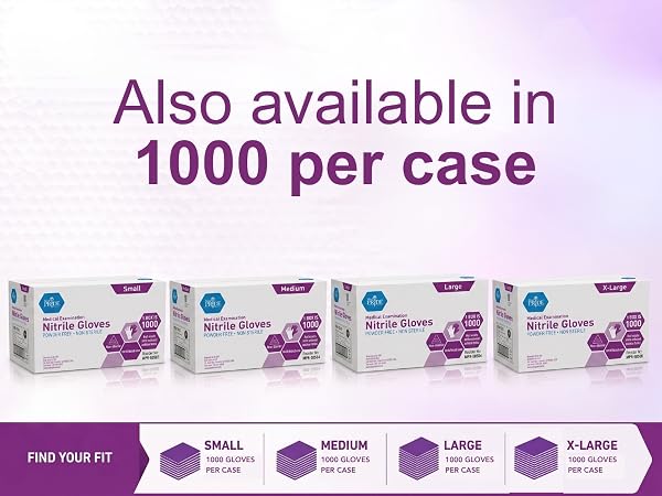 Latex-Free Powder-Free Nitrile Medical Exam Gloves, Puncture Resistant, Textured Fingertips